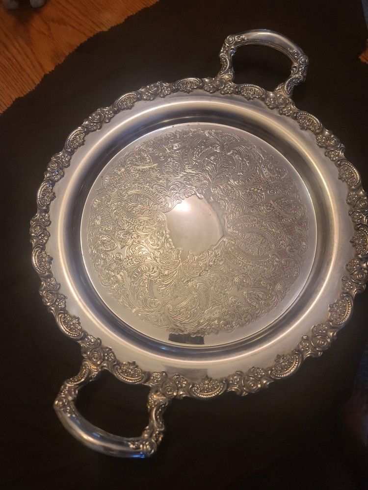 Victorian Style Round SIlver TRAY