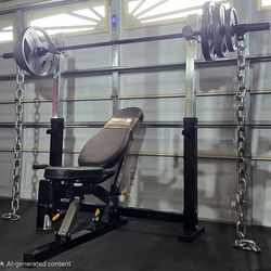 《FREE LOCAL DELIVERY》BENCH PRESS + OLYMPIC WEIGHT PLATES + OLYMPIC BARBELL
