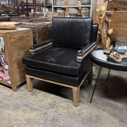 Black Top Grain Leather Armchair - Oslo