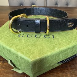 GUCCI Interlocking G Demetra Leather Pet Dog Collar