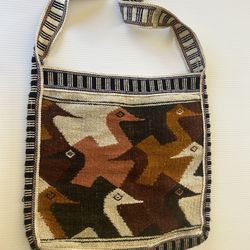 Vintage Ecuadorian  Shoulder Purse /Crossbody /Messenger Bag - Wool