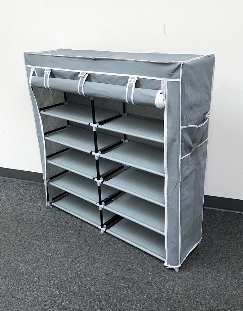 New $25 each 6-Tiers 36 Shoe Rack Closet Fabric Cover Portable Storage Organizer Cabinet 43x12x43”