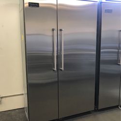 Viking 48” Wide Stainless Steel Side By Side Built In Refrigerator 