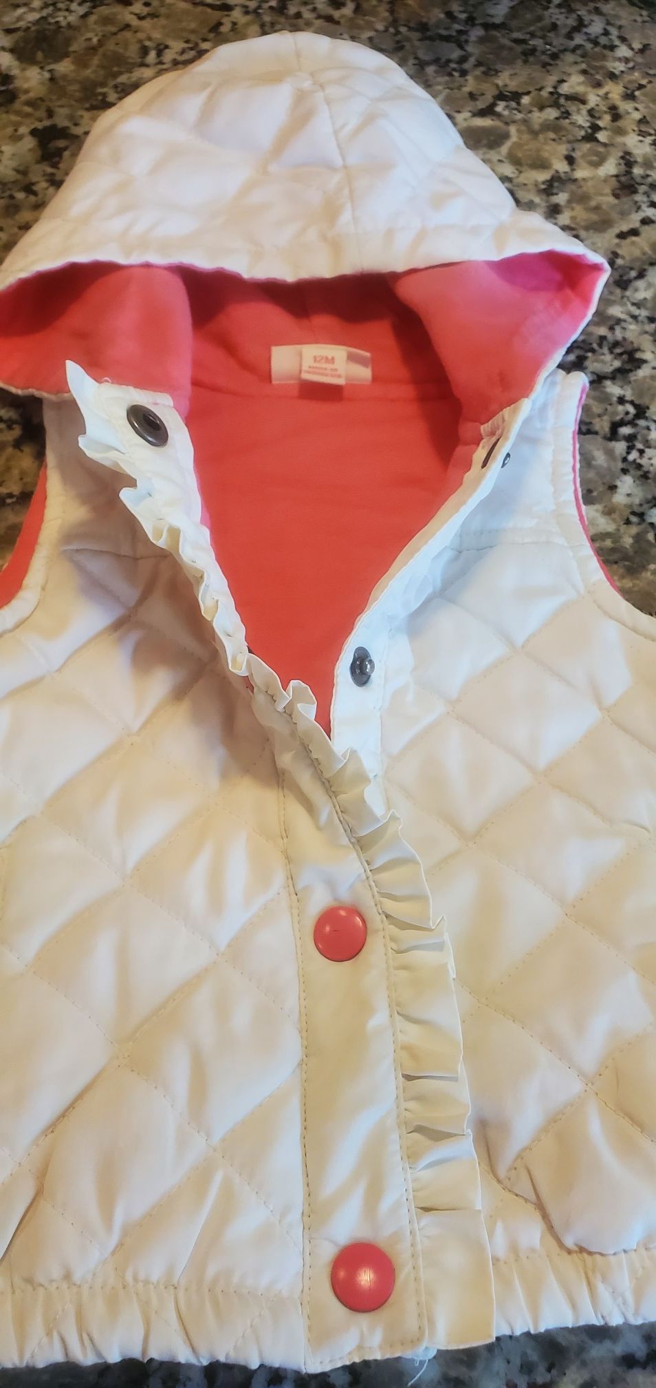 Oshkosh Pink/Cream Vest - 12 Months Baby