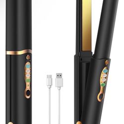 Portable Titanium Cordless Hair Straightener for Edges Bangs, Heat Up in Seconds & Lasts Up to 50 Minutes & USB C Rechargeable
