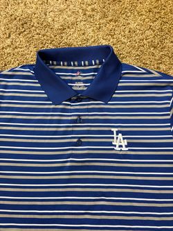 Majestic Athletic Los Angeles Dodgers LA MLB Striped Polo Golf Shirt Men Size XL