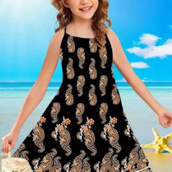 Vibrant Paisley 3D Printed Sling Dress Cute Dress For Cute Prinses Size Age 7/8.