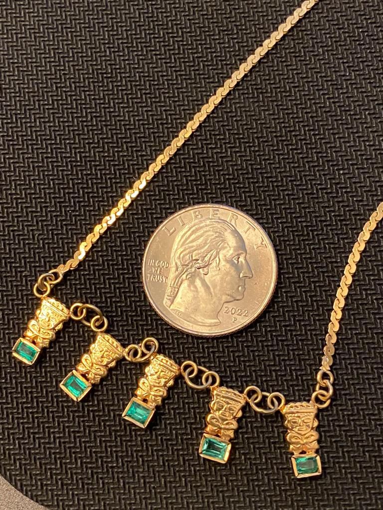 18k Gold Chain With Genuine Emeralds *Great Deal*