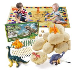 Brand: Joyvalley Store Dino Fossil Eggs Dinosaur Toys - 12 Dinosaur Eggs Dig Excavation Kit w Play Mat for Kids Ages 5-7 Easter Basket Essentials STEM