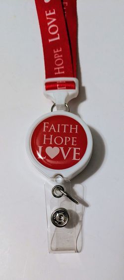 Badge Faith Hope Love Red Christian Badge Reel Retractable Lanyard