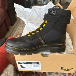 Doc Martens Combs Tech 2022 Napa Leather Boots Black Yellow Men’s 8 Women’s 9 NEW
