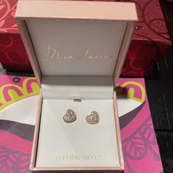 Silver Heart Shaped Earrings -Mia Sarine