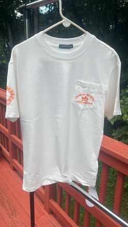 White and orange Hollywood chrome hearts t shirt