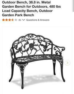 38.8 in. Metal Outdoor Garden Bench