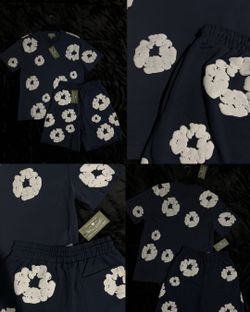 Navy Blue Denim Tearts set