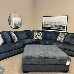 $49 Down Charcoal Large Comfy Sectional Sofa Couch 