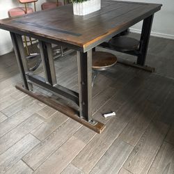 Dark Brown And Black Kitchen Table - Swivel Seats