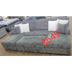 Corduroy Sleeper Sectional Sofa With Storage  - Limited Time Offer 