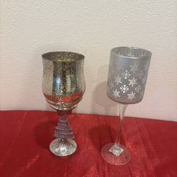 Silver Christmas Tree & Snowflake Candle tier Holders - Holiday Home Decor Lot- Simi Valley 