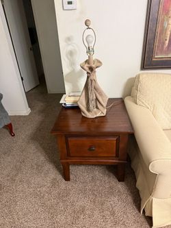 2 Wood End Table with Single Drawer