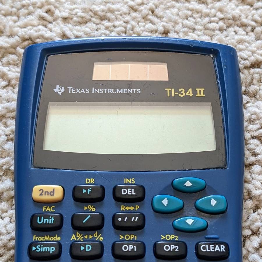 Texas Instruments TI 34 II handheld scientific solar powered calculator