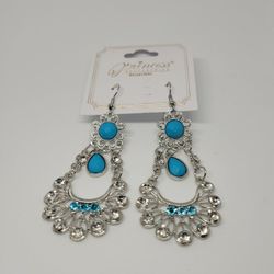 Turquoise Rhinestone Earrings ☄️ Feel like a princess with these elegant and dazzling earrings! New! ☄️ Jewelry Earrings.