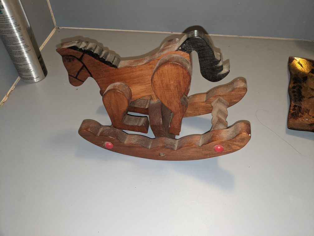 Wooden Rocking Horse Built Solid Wood In Good Condition $100 O.B.O