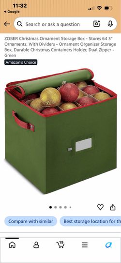 ZOBER Christmas Ornament Storage Box