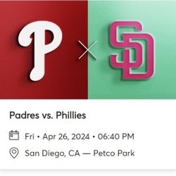 Padres Vs Philadelphia Phillies Friday or Sunday
