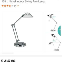 15 In Nickel Indoor Swing Arm Lamp

