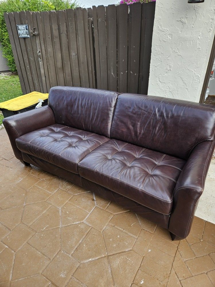 Brown Leather Couch 