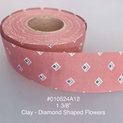 5 Yds of 1 3/8” Vintage Cotton Craft Ribbon W/ Diamond Flowers #010524A12