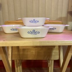 Corning Ware Blue Cornflake Casserole Dishes Set of 4,  1-3/4 cups each