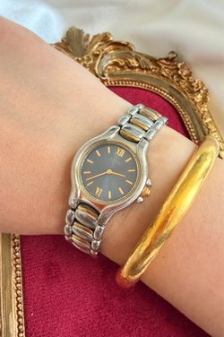 Vintage 2000s Seiko Blue & Gold Dial Two-Tone Bracelet Watch ( Working )