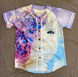 Kaivon 77 Floral Mask Baseball Jersey Men’s Medium EDM Merch Button Front