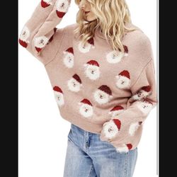 Women Santa Sweater Ugly Christmas Sweater Funny Xmas Holiday Party Knitted Cozy Pullover Sweatshirts Tops