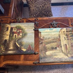 Two Euro Hanging Oil Paintings on Canvas (Longwood - Markham Woods Corridor)