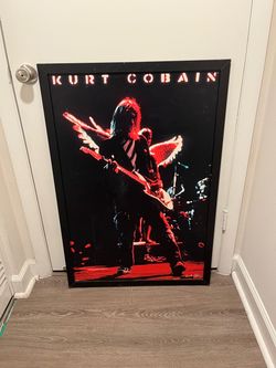 Kurt Cobain Frame Poster 38 in x 26 in. Corners Scuffed.