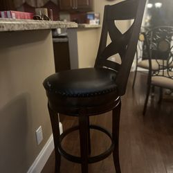 Two Beautiful Dark Wood Bar Stools, Bar Height