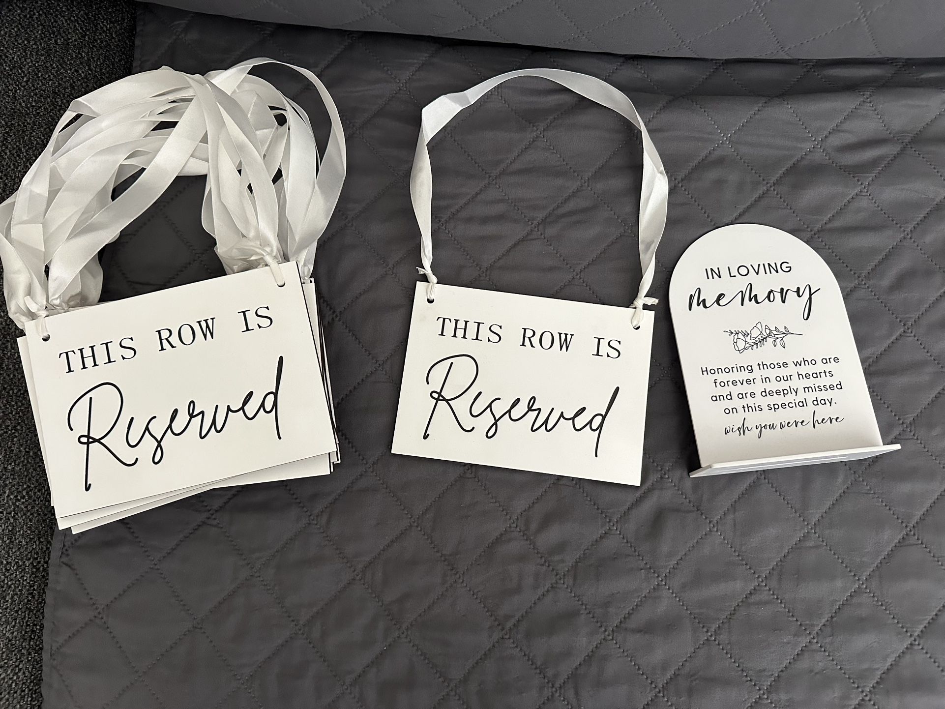 Wedding “This Row Is Reserved” And “In Loving Memory” Signs