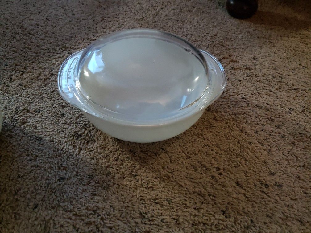Pyrex 024 Milk Glass Dish With Lid And Fireking Milk Glass Pour Bowl
