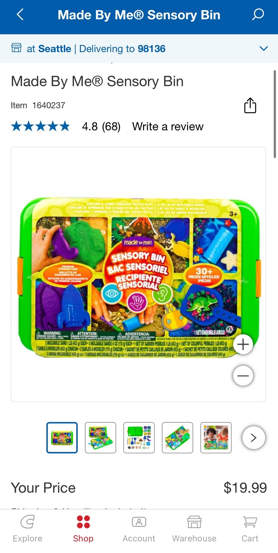 Costco Made By Me Sensory Bin