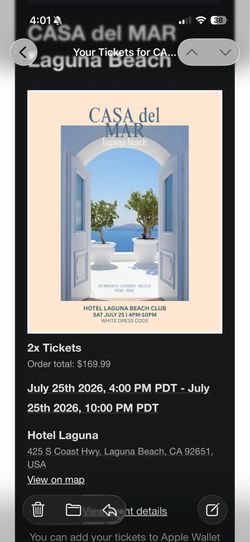 2x Casa Del Mar Laguna Beach tickets