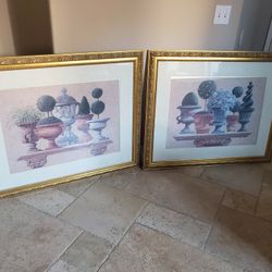 2 Topiary Gold Frames 