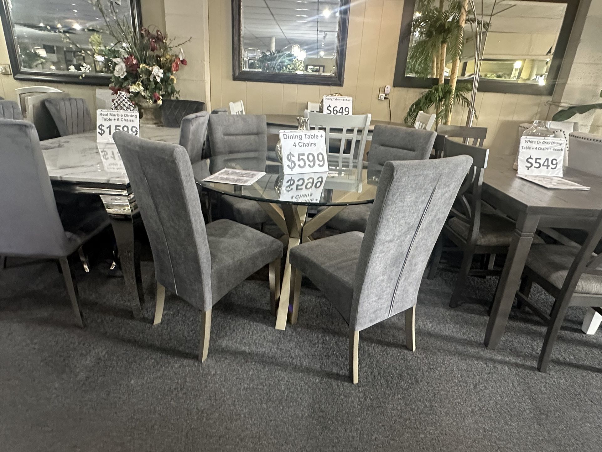 Brand New Gray Dinings Table + 4 Chairs 