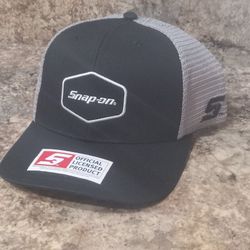 Mens Snap-on Black & Light Grey Mesh Snap Back Hat New One Size