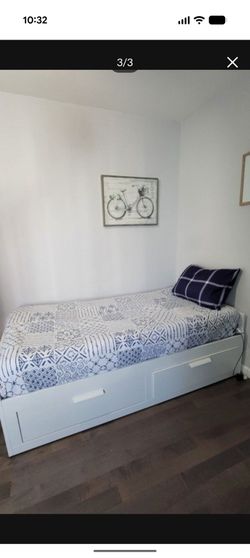 IKEA Brimnes White Single Day Bed with Drawers