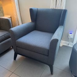 Pair of American Leather Cole Wingback Chairs