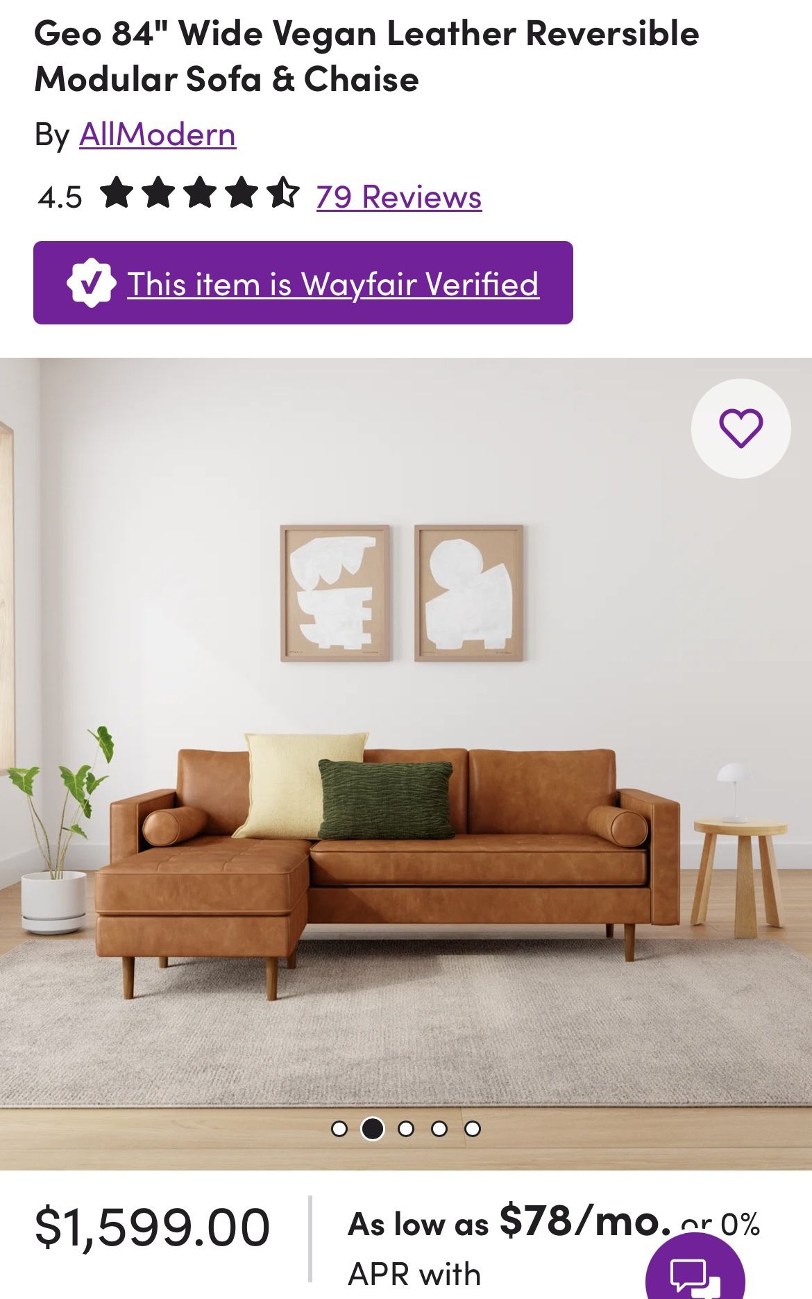 Vegan Leather Reversible Modular Sectional (Free Delivery)