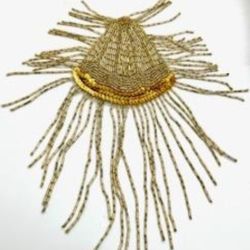 Vintage Handmade Gold Beaded Applique 
